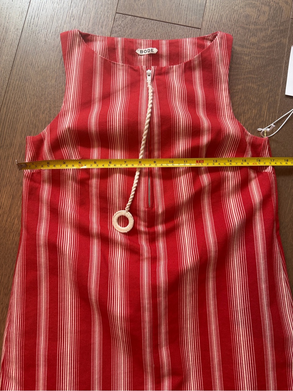 Red Striped Fringe Hem Shift Dress - Picture 15 of 16